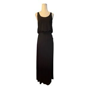 Lush Racerback Maxi Dress Black Lightweight Knit Sleeveless Casual S